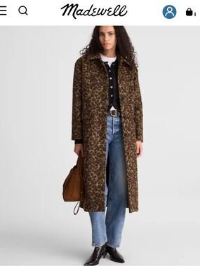 NWT Madewell SOLD OUT Single-Breasted Topcoat in Leopard Print